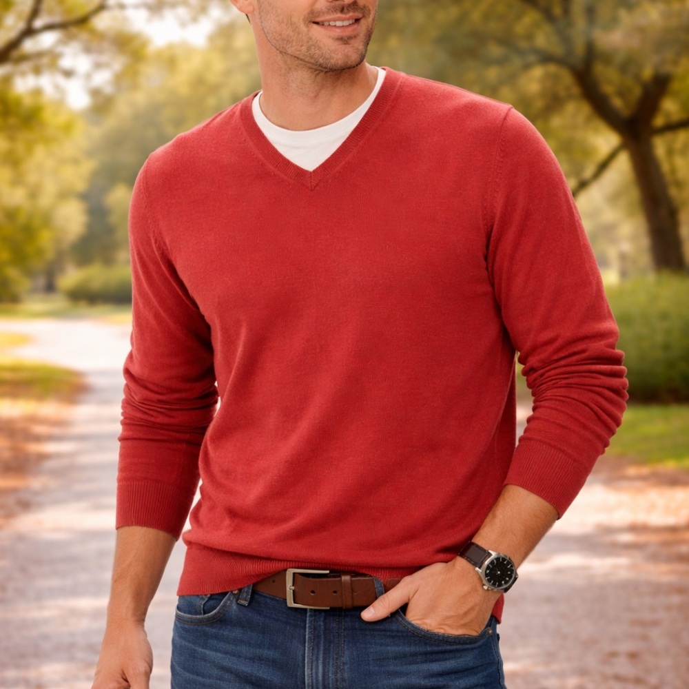Men’s large red v-neck sweater